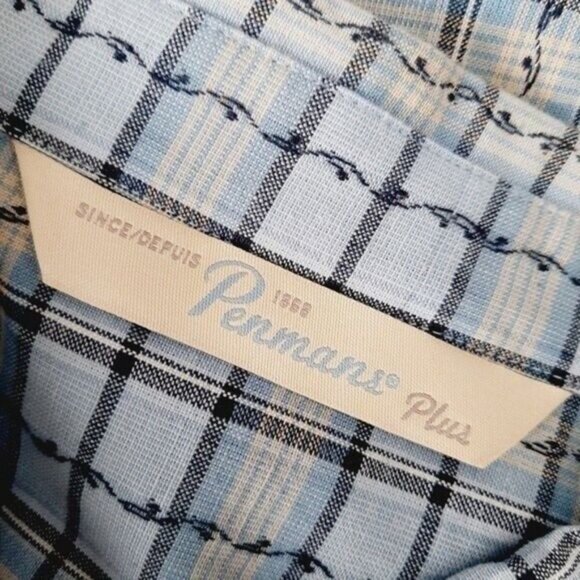 PENMANS Button Down Plaid Check Shirt Blue PLUS Sz 3X - Picture 9 of 10